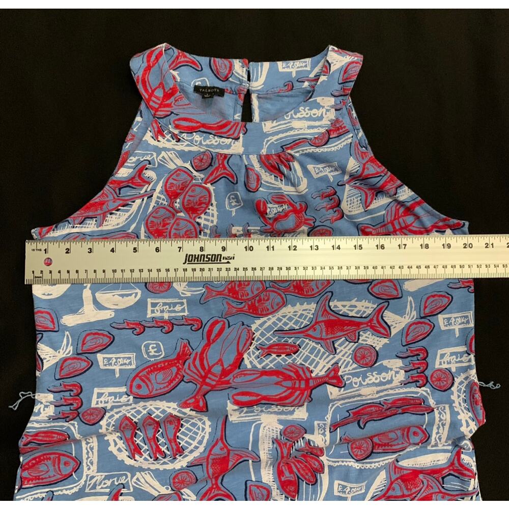 Talbots Womens Nantucket Slub Halter Midi Dress Large FISH MARKET Halter Shift - Picture 8 of 14